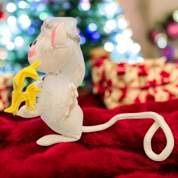 Annalee 7" White Angel Christmas Mouse Stars Halo Feather Wings Vintage 1999 - Picture 5 of 8